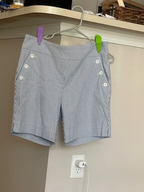 Women's Blue Pinstripe Sailor Shorts